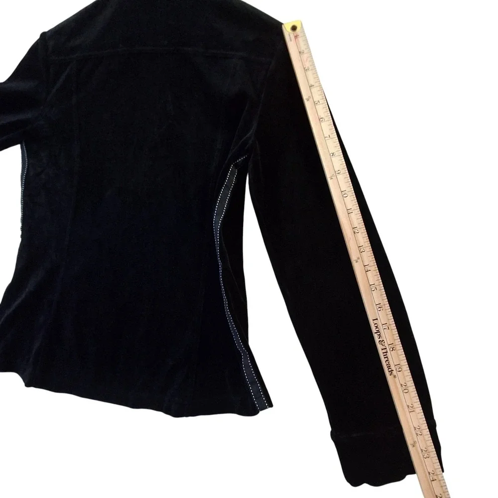 St John Sport Velour Jacket Women's Small Full Zip Suede Stretch‎ Fitted Pockets